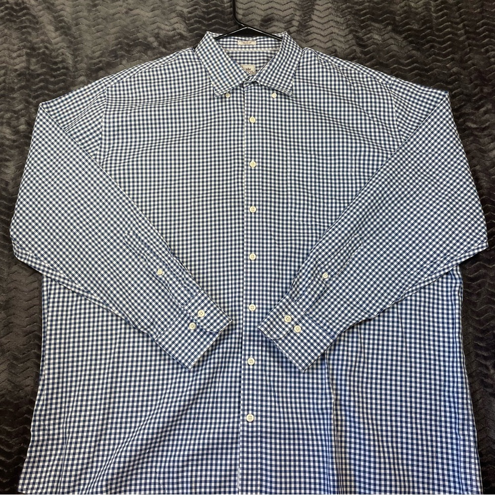 Peter Millar Nanoluxe Blue Gingham Paid Dress Shirt, Mens Size XXL..#11